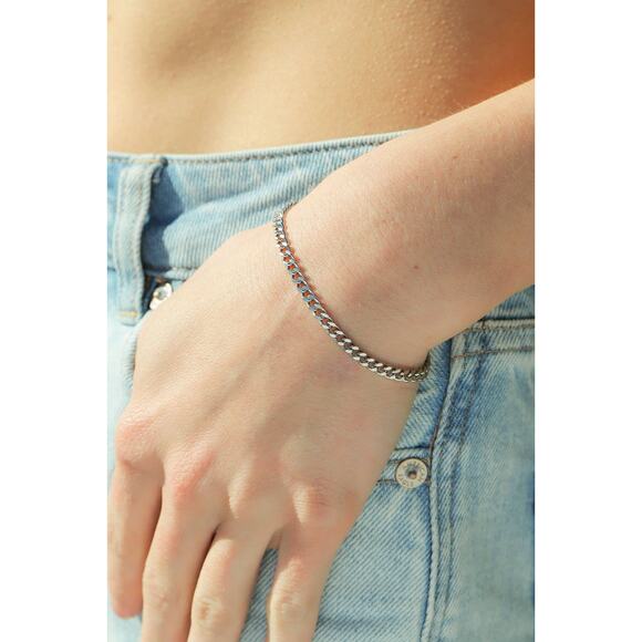 Stainless Steel Diamond Cut Curb Chain Bracelet or Anklet - Picture 7 of 12